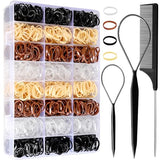 YGDZ Hair Ties, 1500pcs Mini Elastic Hair Bands with Organizer Box, Clear Hair Ties, Hair Accessories Set for Girls, Women, Neutral Colors