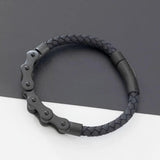 New For Trendy 2025 Retro Punk Bike Chain Hand Woven Leather Bracelet With Metal Buckle For Men Motorcyclist Rock Party Jewelry Gift Jewelry Fashion Accessories Creative Gift