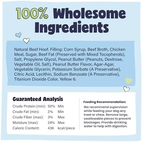 Pawstruck Peanut Butter Filled Cow Hooves for Dogs – Made in USA, Long-Lasting Dental Treats and Chews – Beef Hoof – 5 Count – Packaging May Vary
