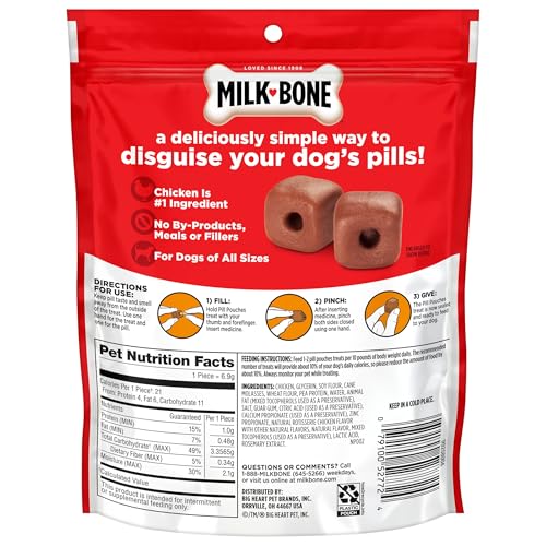 Milk-Bone Pill Pouches with Real Chicken Dog Treats, 6 Ounce Bag (Pack of 5)
