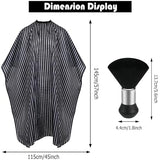 FEBSNOW Professional Hair Cutting Cape with Neck Duster Brush, FEBSNOW Salon Barber Cape, Hair Cutting Accessories (Black Stripe)