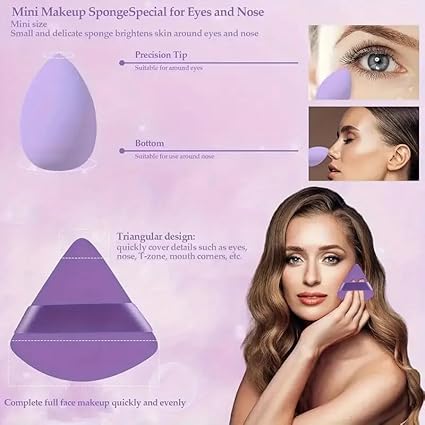14-Piece All-Purpose Makeup Sponge Puff Set, includes3 Powder Puffs,3 Mini Air Cushion Puffs, 3 BeautyBlenders & 3 Mini Beauty Blenders, Purple