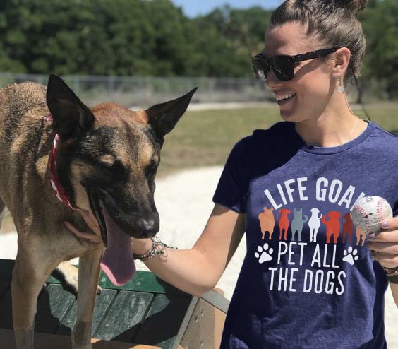 Women Mom Tshirts Life Goal Pet All The Dogs Letter Print Shirts Funny Saying Dog Lover Tee Top