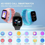 4G Kids Smart Watch - Boys Girls GPS Tracker Kids Smartwatches Phone Watch Video Call SOS Alarm Voice Chat and Touch Screen Game Real Time Tracking Smartwatch for Age 3-12 (Black)