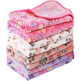 Tatuo 4 Pcs Dog Blanket for Pet Cat Blankets Indoor Puppy Teething Stuff Toys Paw Print Fleece Soft Blanket Sleep Mat for Guinea Pig Cage(White, Coffee, Pink, Purple,Medium(30 x 20.5 Inch),Square)