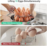 GSlife Egg Steamer Rack - Stackable Instant Pot Egg Rack with Heat Resistant Silicon Handles, Cook 18 Eggs, Stainless Steel Egg Steaming Rack for 6, 8 Qt Pressure Cooker Accessories, Kitchen Steam Rack, 2 Pack