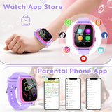 cjc 4G Smart Watch for Kids with GPS Tracker, Texting and Calling, Kids Watch for Ages 4-12 - Includes 2 Way Call, Video Call, Chat, SOS Alerts, App - Fun & Educational Birthday Gift Idea (Purple)