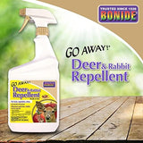 Bonide Go Away! Deer & Rabbit Repellent, 32 oz. Ready-to-Use Spray, Hot Peppers Deter Animals from Lawn & Garden