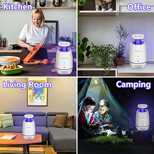 Pzqzmar Fruit Fly Trap,Indoor Insect Trap,Electric Bug Zapper Catcher for Fruit Flies,Flying Insect,Mosquito,Gnat,Moth,Mosquito Killer&Repellent Lamp for Home House,UV Light&Sticky Glue,Plug-in(White)