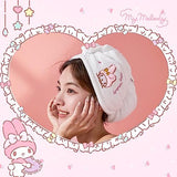 Kawaii Microfiber Hair Towel for Women, Super Absorbent Hair Shower Cap for Long Hair, Quick Dry Towel Wrap with Botton of Cute Hairbands for Women Girls Bath Accessories(Pink-1)