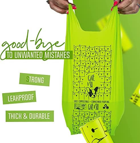 100% Certified Home Compostable Dog Poop Bags with Handles - 10% to Charity - ASTM D6400 & EN 13432 Compliant - 120 x Plant Based X Large Compostable Poop Bags (10 Rolls)