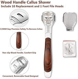 Colossal Foot Rasp & Wood Handle Callus Shaver (10 Replacement & 1 Foot File Heads), Pedicure Foot File Kit, Heel Scraper for Feet, Foot File Callus Remover