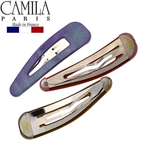 Camila Paris CP2933 French Hair Barrettes Clips, Snap Hair Slides Clic Clac for Women, Styling Girls Side Slide-in Metal Snap Pin Hair Accessories for Women. Strong Hold, No Slip Grip, Made in France