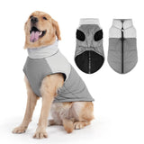 UNA MASCOTA Dog Coat, Waterproof Dog Winter Jacket in Puppy Cold Weather Windproof Coats Reflective Pet Vest, Zip-Up Cold Weather Coats for Small Medium Dogs (White and Gray, 5XL)