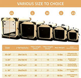 Pettycare 42 Inch Collapsible Dog Crate for Large Dogs, 4-Door Foldable Soft Dog Kennel with Chew Proof Mesh Windows, Indoor & Outdoor Travel Dog Crate, Soft Side Dog Crate,Beige