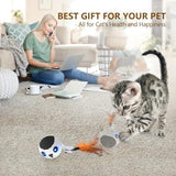ORSDA Cat Toys, Interactive Cat Toy Ball for Indoor Bored Indoor Cats Kitten Toys, Automatic Electric Bird Moving Ball Toy, 4 Mode Touch & Sound Control Rolling Chirping Stimulating, 2 Feather Tails