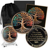 MilestoneMint Affirmation Sobriety Coin Gift Set | Tree of Life AA Chip Medallion with Coin Capsule, Display Stand & Card | Sobriety Gifts for Anniversary Month & Year for Men & Women in Recovery