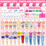 70 Pcs Doll Clothes and Accessories Kit, Including 4 Princess Gowns 8 Fashion Dresses 3 Tops 3 Pants 2 Bikini Swimsuits 20 Shoes 10 Hangers 20 Accessories for 11"-12" Dolls1