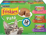 Purina Friskies Wet Cat Food Pate Variety Pack Salmon Dinner, Turkey and Giblets Dinner and Mixed Grill - (2 Packs of 12) 5.5 oz. Cans