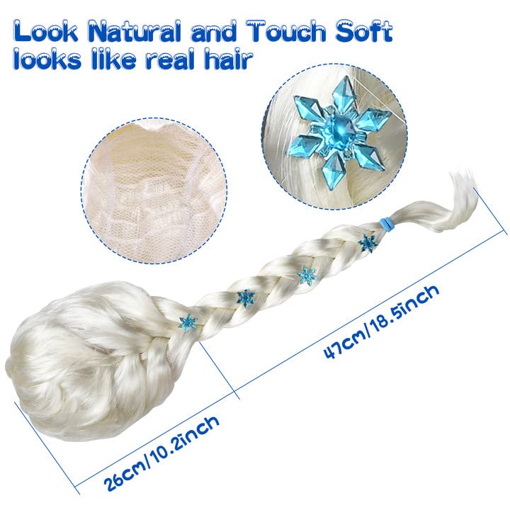 Tacobear 10Pcs Frozen Elsa Costume Dress For Girls Kids Toddler Princess Dress Up Clothes For Little Girls With Elsa Accessories Gloves Crown Wands Wig Necklace For 8-9T Kids Christmas Birthday Party