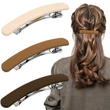 Hair Clips Barrettes for Women: 3 Pcs Matte Flat French Barrette Clips for Thin Fine Short Medium Hair - Neutral Hair Pins, Cute Hair Accessories