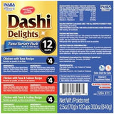 INABA Dashi Delights for Cats, Shredded Chicken with Bonito Flake Broth, 2.5 Ounce Cup, 12 Cups Total, Tuna Variety