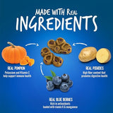 Fruitables Biggies Dog Biscuits – Crunchy Dog Biscuits Made with Pumpkin – Healthy Dog Treats Packed with Real Fruit Flavor – Free of Wheat, Corn and Soy – Pumpkin & Blueberry – 16 oz