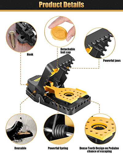 6 Pack Mouse Traps, Large Rat Trap for Home, Instant Kill Trap for Indoor, Reusable Sanitary Safe Mice Traps, Quick Effective Mouse Catcher for Family and Pet