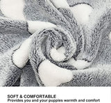 1 Pack 3 Puppy Blankets for Large Dogs Super Soft Warm Sleep Mat Grey Cute Print Fluffy Fleece Pet Throw Dog Blankets for Medium Dogs Cats,Star&Bone&Love-Large(40"x30")