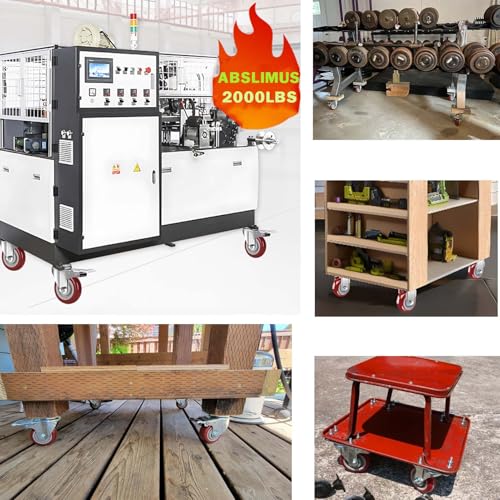 3 inch Heavy Duty Casters Load 2000lbs, Lockable Bearing Plate Caster with Brakes, 360-degree Swivel for Furniture and Workbench Cart, Set of 4 (Includes Complete Screw Set with Accessories)