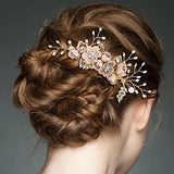 inSowni 20 Pack White Dusty Pink Blue Flower Bridal Wedding Hair Side Combs+Flower Hair Pins+Twist Spiral Pearl Hair Pins Floral Hair Pieces Headpieces Accessories for Brides Bridesmaids Women Girls