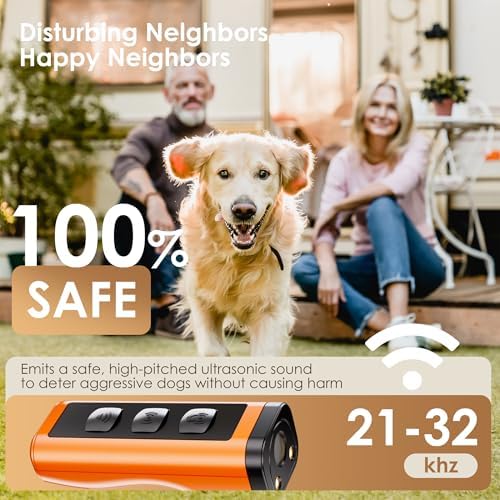 2 Pack Dog Bark Deterrent Deters，Barks no More Dog Training Device(Own Or Neighbour'S Dog), Long Range Ultrasonic 50ft, Alternative to Painful Dog Training Collars and Bark Collars