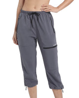 VAYAGER Sports Women's Outdoor Hiking Capri Pants Loose-Fit Lightweight with Zipper Pockets Grey