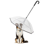 ZEFOXETO Pet Dog Transparent Umbrella, Clear Folding Adjustable Leash, Keeps Pet Dry in Rain (Bending Hook)
