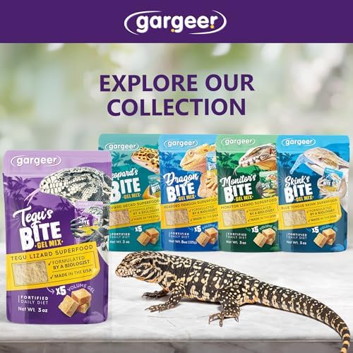 3oz Tegu Lizard Food. Complete Gel Diet for Both Juveniles and Adults. Proudly Made in The USA, Using Premium Ingredients, Fortified Gourmet Formula. Enjoy!