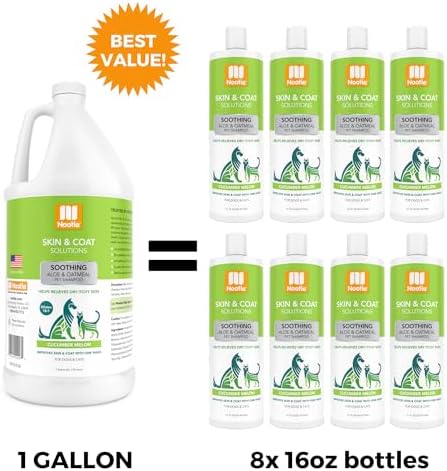 Nootie Aloe&Oatmeal Pet Shampoo for Sensitive Skin-Long lasting Cucumber Melon Shampoo-Helps Relieve Dry Itchy Skin for Dogs&Cat-Natural Ingredient-Soap Paraben&Sulfate Free-Cleans Conditions-1 Gallon