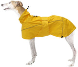 Greyhound Lurcher Raincoat, Whippet Rain Gear with Reflective Bar, Rain/Waterproof, Adjustable Bands and Drawstring in Autumn and Winter - Yellow - XL