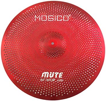 Low Volume Cymbal Mute Cymbal Pack Red 6 Pieces 10" Splash+14"hi-hat+16"crash+18"crash+20"ride FREE Cymbal Bag Silent Cymbals for Practice Drum Set