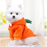 XIAOYU Pet Clothes Dog Hoodies Warm Sweatshirt Coat Puppy Autumn Winter Apparel Jumpsuit with Fruit Hood, Carrot, L