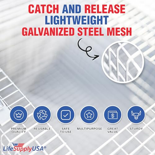 LifeSupplyUSA Humane Live Animal Trap - Catch and Release 1-Door Cage Trap for Rats, Feral Cats, Raccoons, Rabbits, Skunks, Squirrels, Similar Sized Animals - No Kill Easy Trapping (24"x7"x7")