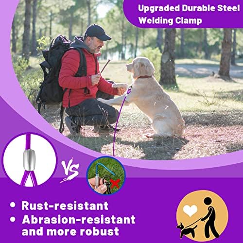 Dog Tie Out Cable 10/15/20/25/30 FT Dog Runner for Yard Steel Wire Dog Cable with Durable Superior Clips Purple Dog Chains for Outside Dog Lead for Large Dogs Up to 165 lbs