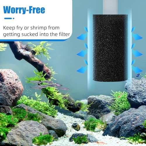 AQUANEAT 6-Pack Pre-Filter Sponge for Aquarium Shrimp Fry Fish Tank Filter 1” Intake, Replacement Foam Cover