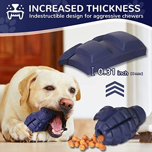 Dog Toys for Aggressive Chewers Large Breed, for German Shepherd, Indestructible Interactive Treat Dog Toys for Large Medium Breeds, Food Grade & Tough Rubber, Fun to Chew, Chase and Fetch (Blue)