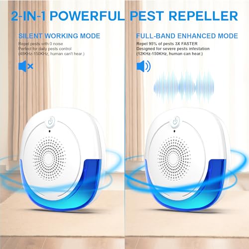 2024 Ultrasonic Pest Repeller 6 Packs, Indoor Mosquito Repellent, for Rodent, Roach, Mouse, Bugs, Mice, Spider, Electronic Plug in Pest Control for House, Garage, Warehouse,Hotel
