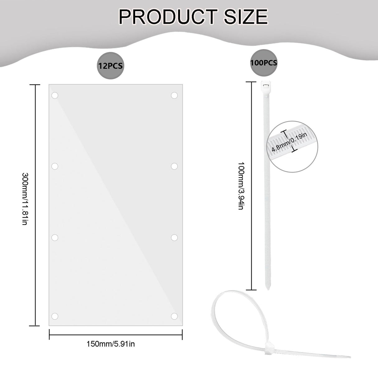 PeSandy Pet Cage Liner Protection, Rabbit Cage Plastic Panels, 12 PCS Cage Urine Guard for Rabbit, Guinea Pig, Hamster, Hedgehog, Chinchilla, Ferret, Bunny - Transparent, 11.8"x5.9"