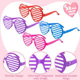 JOYIN 32 Packs Valentines Day Shade Glasses with Gift Cards Heart Shaped Shutter Heart Glasses Valentines Day Accessories for Kids Party Favor Classroom Exchange Prize Supplies