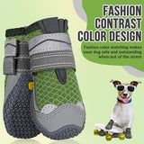 SlowTon Dog Shoes for Large Small Medium Dogs - Breathable Dog Boots for Summer Hot Pavement, Paw Protector for Outdoor Walking Winter Snow, Anti-Slip Rubber Dog Booties for HardFloor (Army Green, 3)