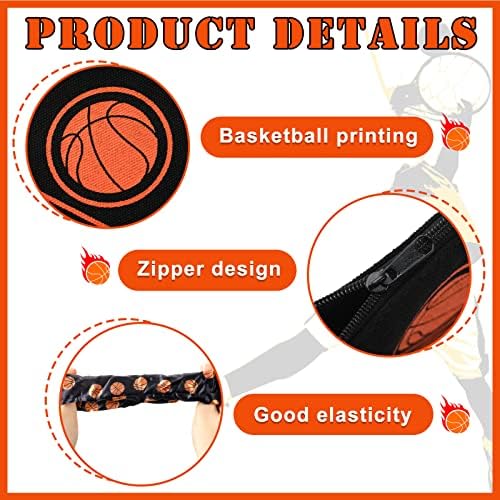 24 Basketball Stuff Set Cosmetic Bags Sport Makeup Bags Pencil Case Portable Storage Case Satin Sport Hair Scrunchies Elastic Hair Bands Basketball Gifts Basketball Accessories for Girl (Black, Love)