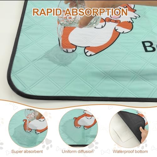 Washable Pee Pads for Dogs 47x32in 2-Pack Thick Reusable Puppy Pads Extra-Absorbent Prevent Leakage Non-Slip for Puppy Playpen, Crate, Whelping Box, Potty Training Reusable,Blue