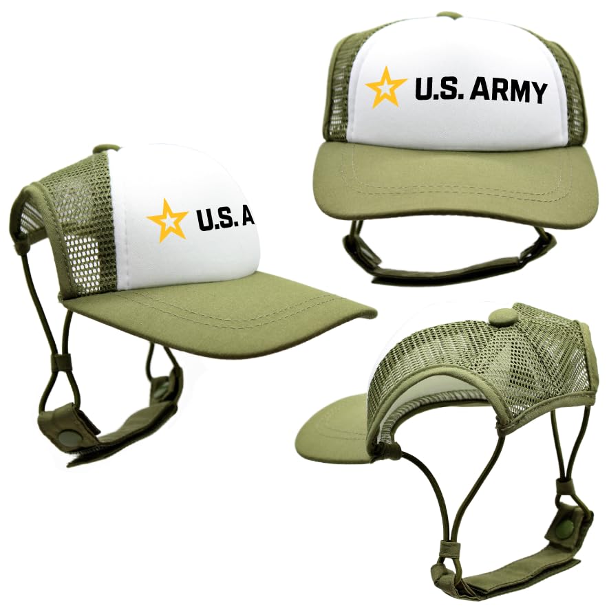 The Official U.S. Army Dog Hat – PupLid Trucker Hat for Dogs (Green/Black Logo (Long), Large)